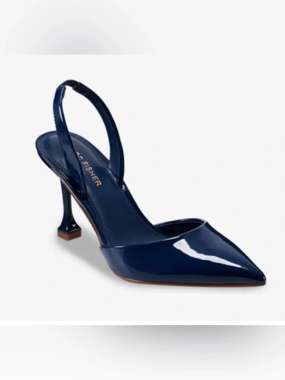 Marc Fisher Navy Patent Slingback Pointed Toe Heel